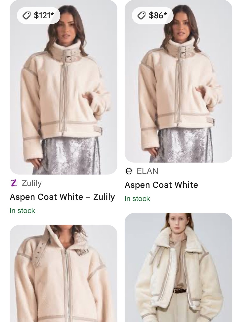 Elan Ivory Full Zip Jacket Belted Collar Sherpa Short Women’s Size S